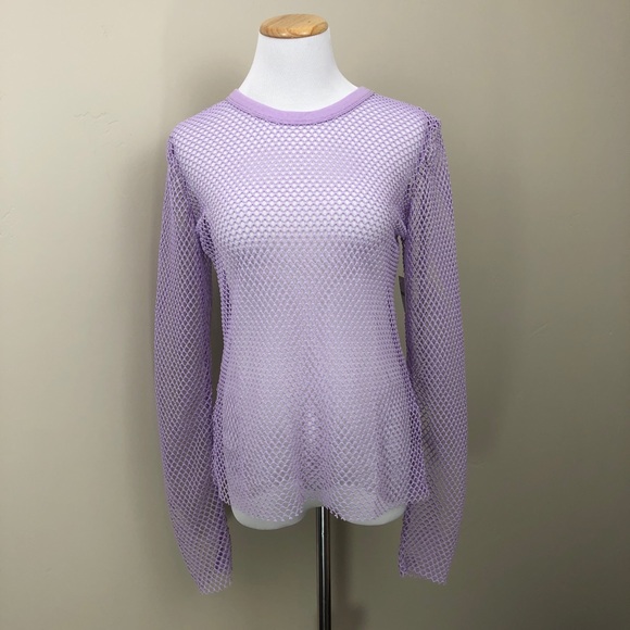 purple fishnet long sleeve shirt